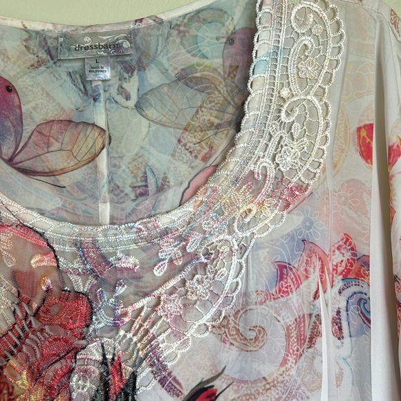 Dressbarn Floral Lace Tropical Blouse Women’s Size Large multicolor - Picture 3 of 8